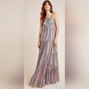 Anthropologie Multicolor Striped Maxi Dress